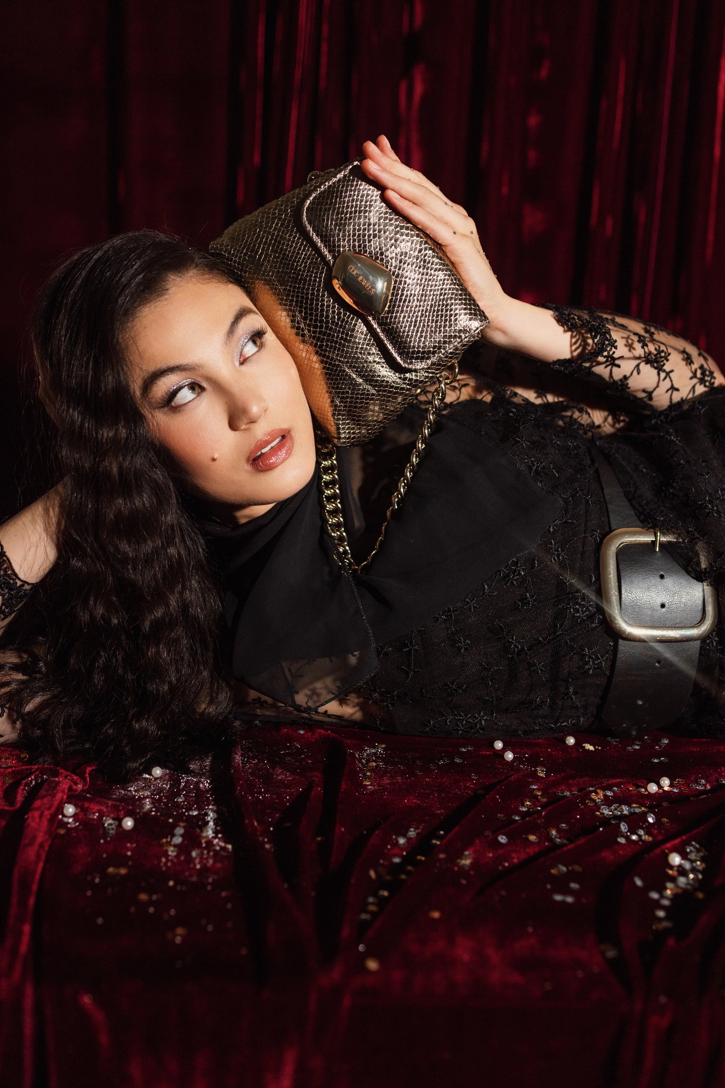 MAYA MINIBAG (gold-bronze snakeskin effect genuine leather)