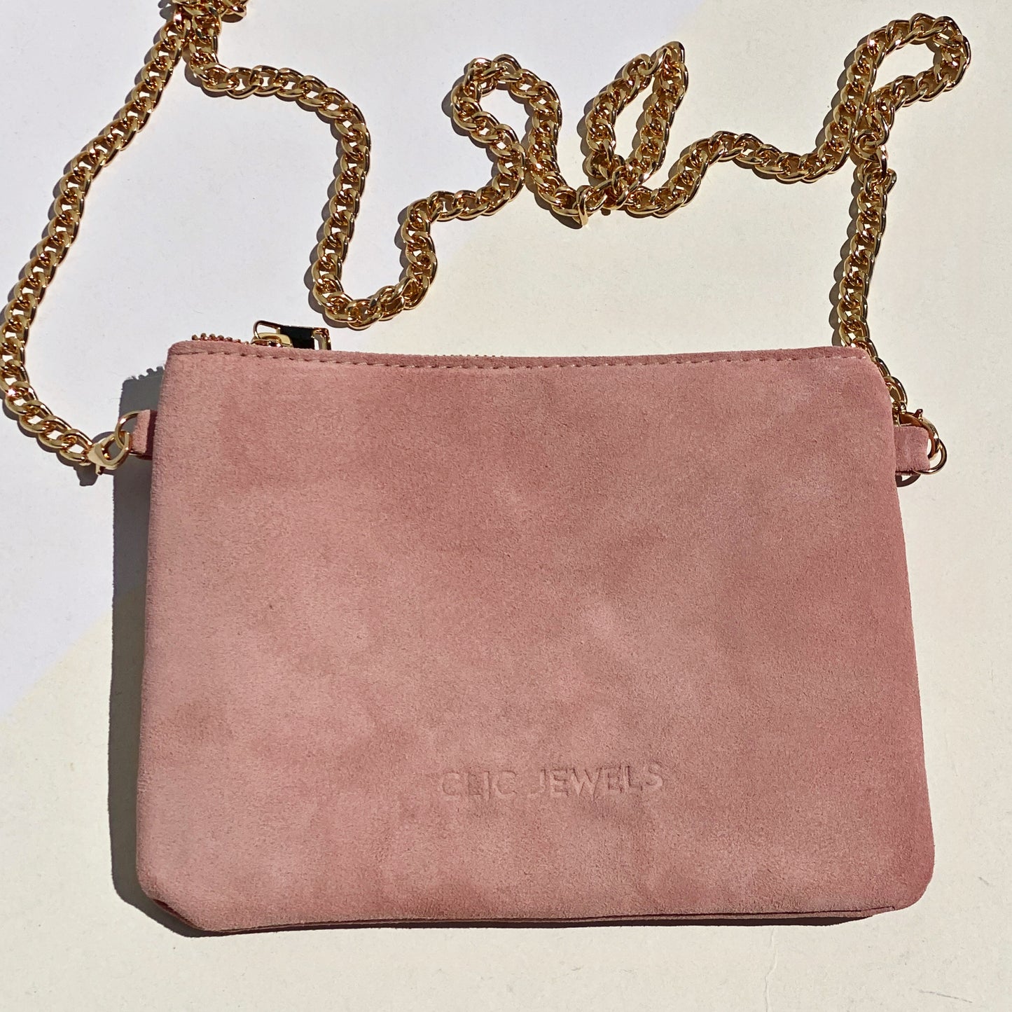 ATHENA POUCH (pink suede genuine leather)