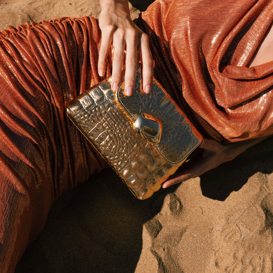 MAYA MINIBAG (gold croco genuine leather)