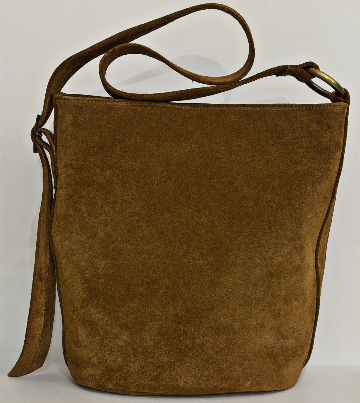 SANDRA BUCKETBAG (camel suede genuine leather)