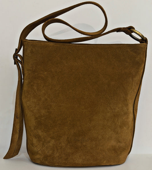 SANDRA BUCKETBAG (camel suede genuine leather)