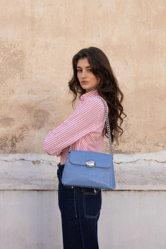 DONNA MEDIUM (baby blue croco genuine leather)