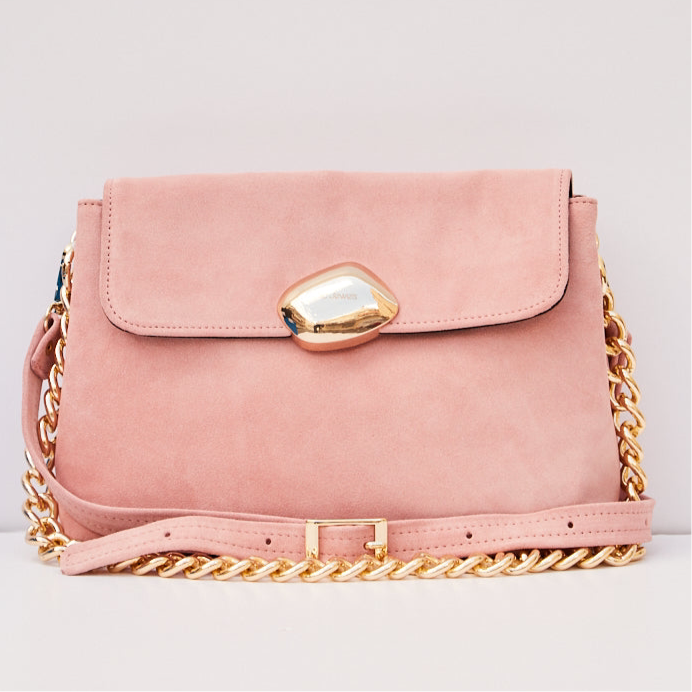 DONNA MEDIUM (baby pink suede genuine leather)