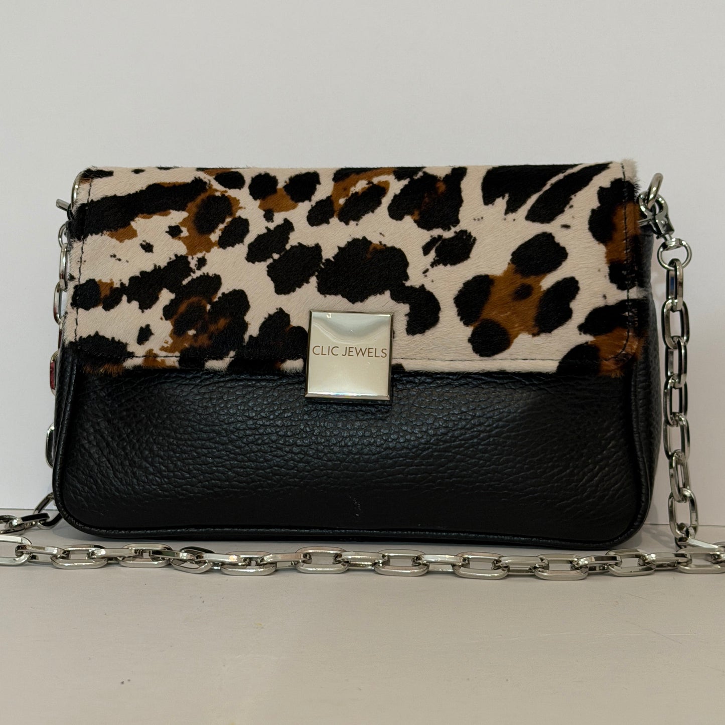 NEIRA MINI (animal print ponyskin/black dolaro genuine leather)