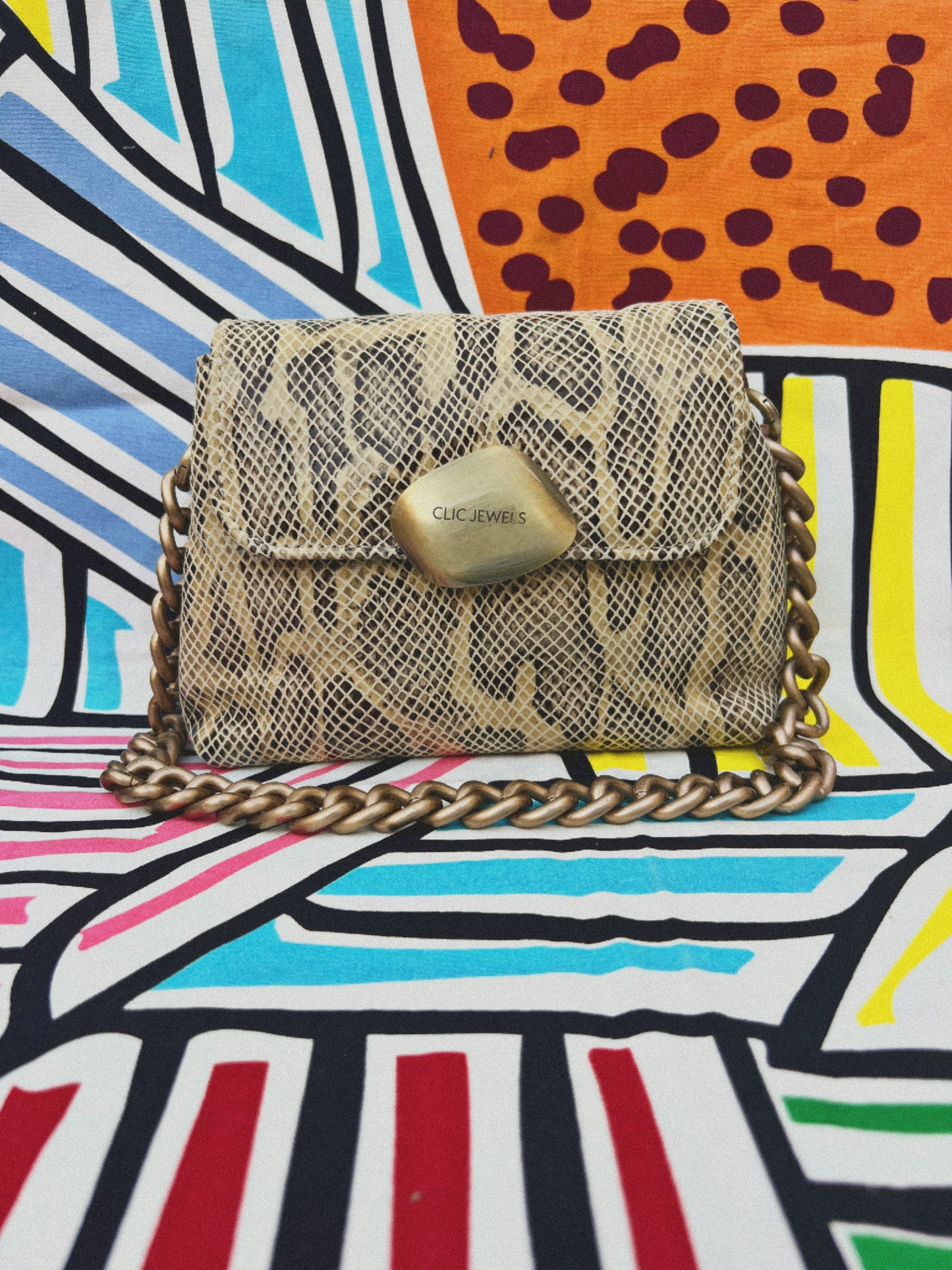 MAYA MINIBAG (beige with black tones snakeprint goatskin finest suede leather)-Limited