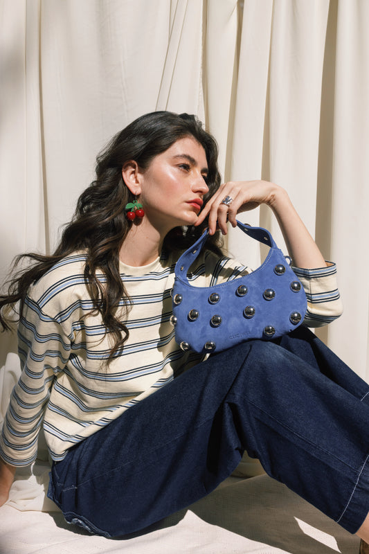 CANDY MINI STUDS (violet blue suede genuine leather)