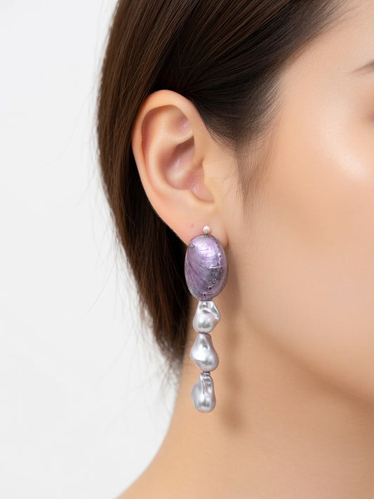 PURPLE PEARLS EARRINGS (ζευγάρι)