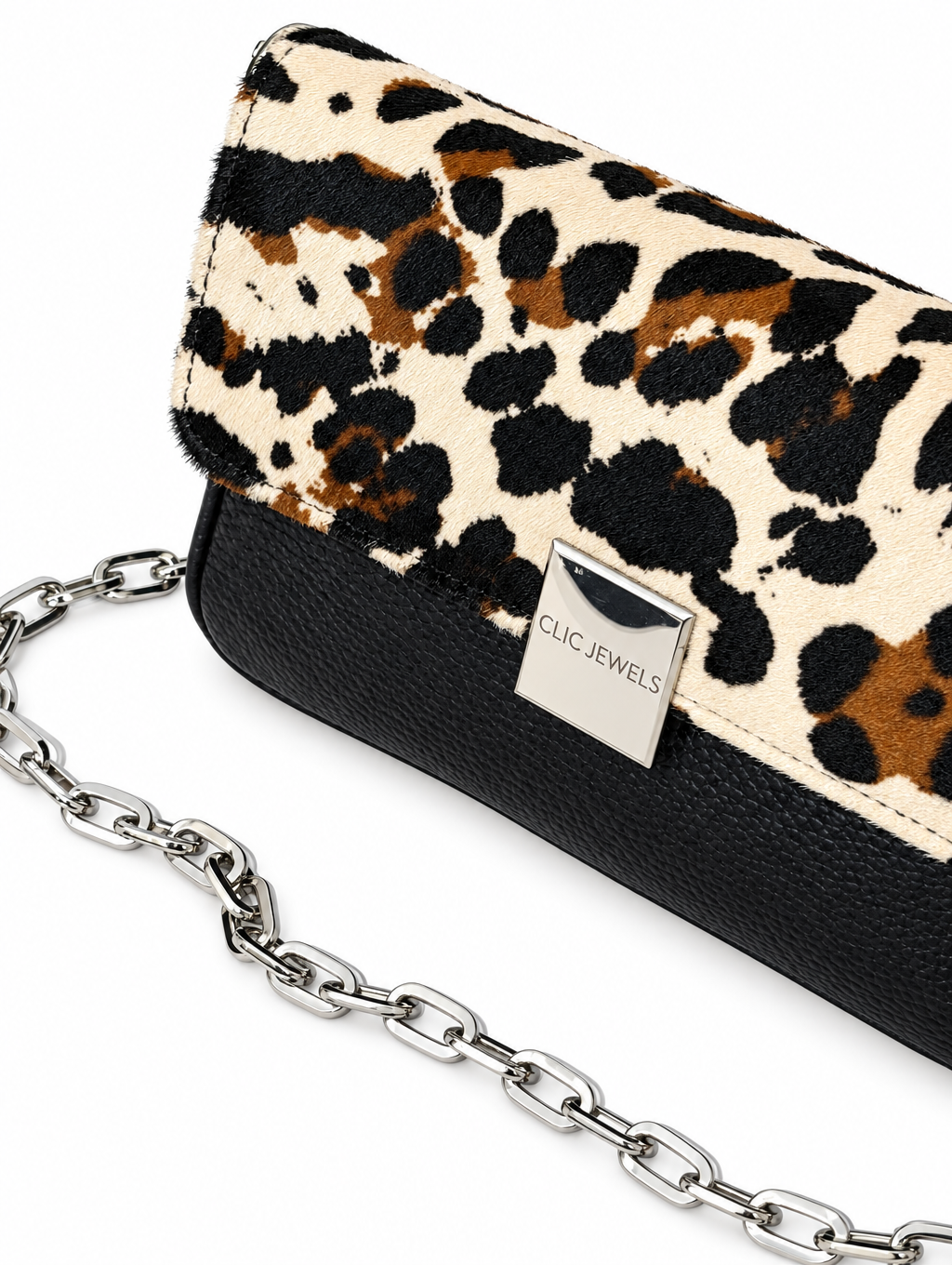 NEIRA MINI (animal print ponyskin/black dolaro genuine leather)