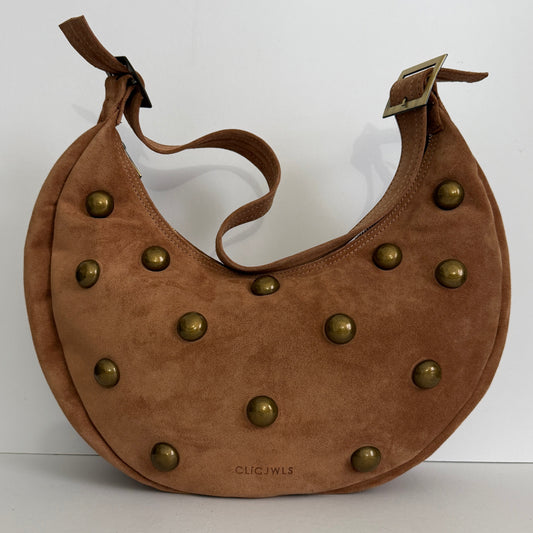 BIG HALFMOON (pecan brown suede genuine leather)