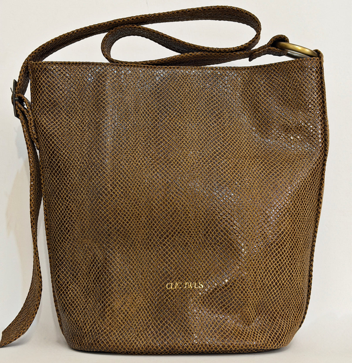 SANDRA BUCKETBAG (camel suede snake film)