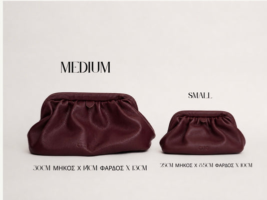 PUFF CLUTCH (Bordeaux dolaro genuine leather)