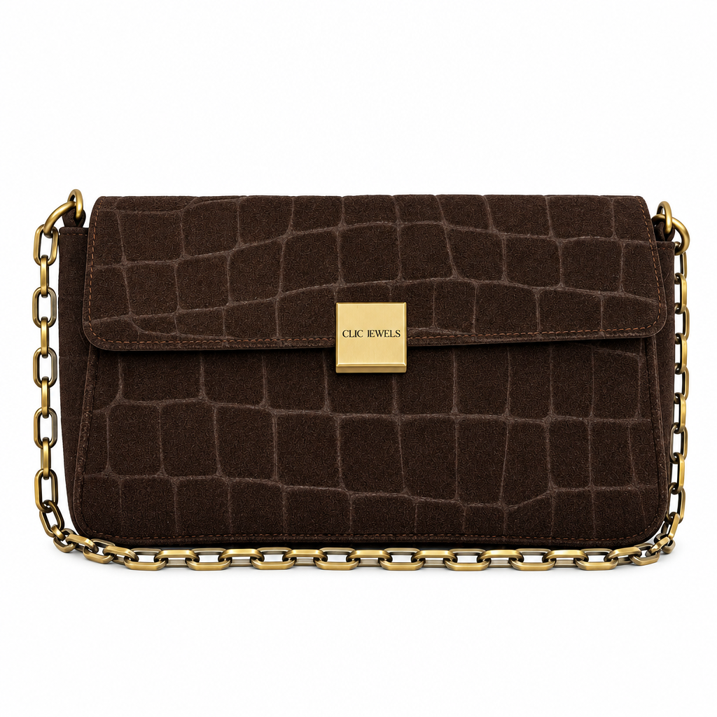 NEIRA MEDIUM (brown suede croco genuine leather)