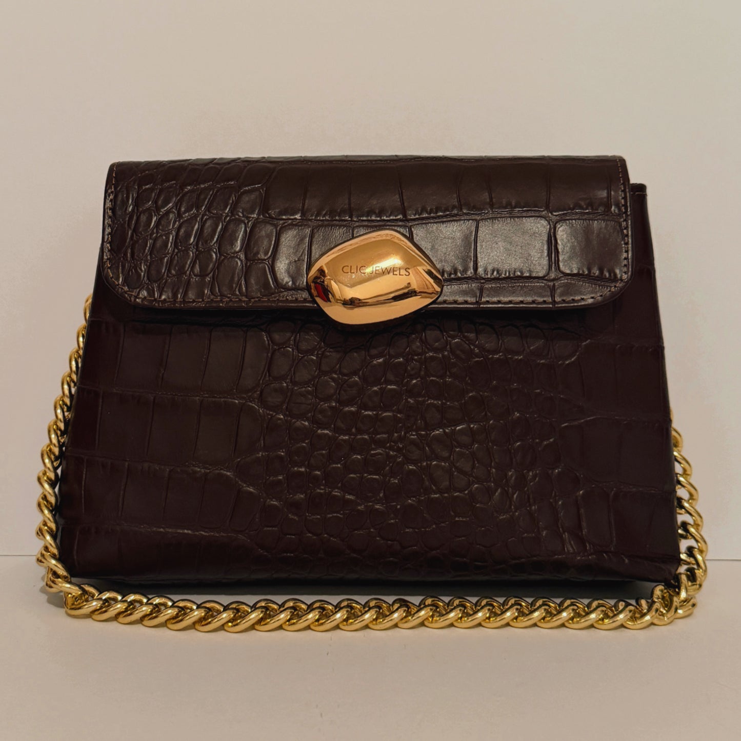 DONNA MEDIUM (brown Bordeaux croco genuine leather)