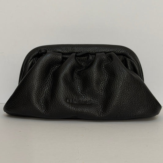 PUFF CLUTCH (black dolaro genuine leather)
