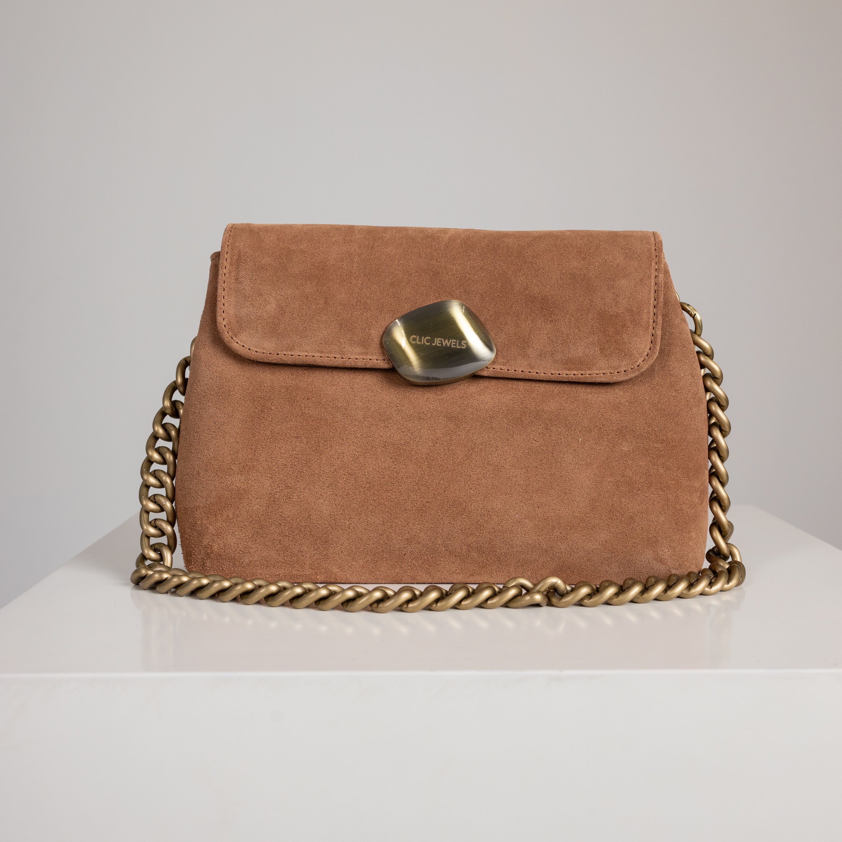 DONNA MEDIUM (pecan brown suede genuine leather)
