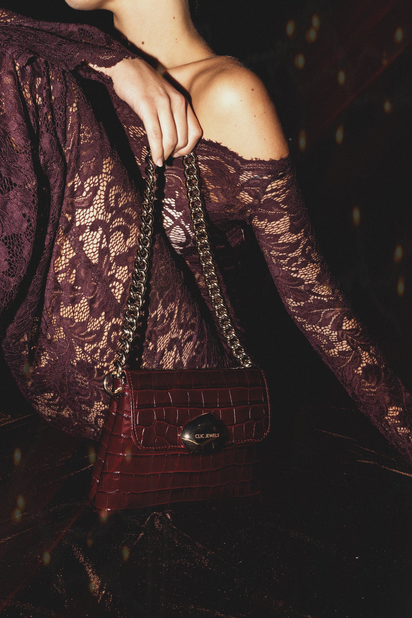 MAYA MINIBAG (bordeaux croco genuine leather)
