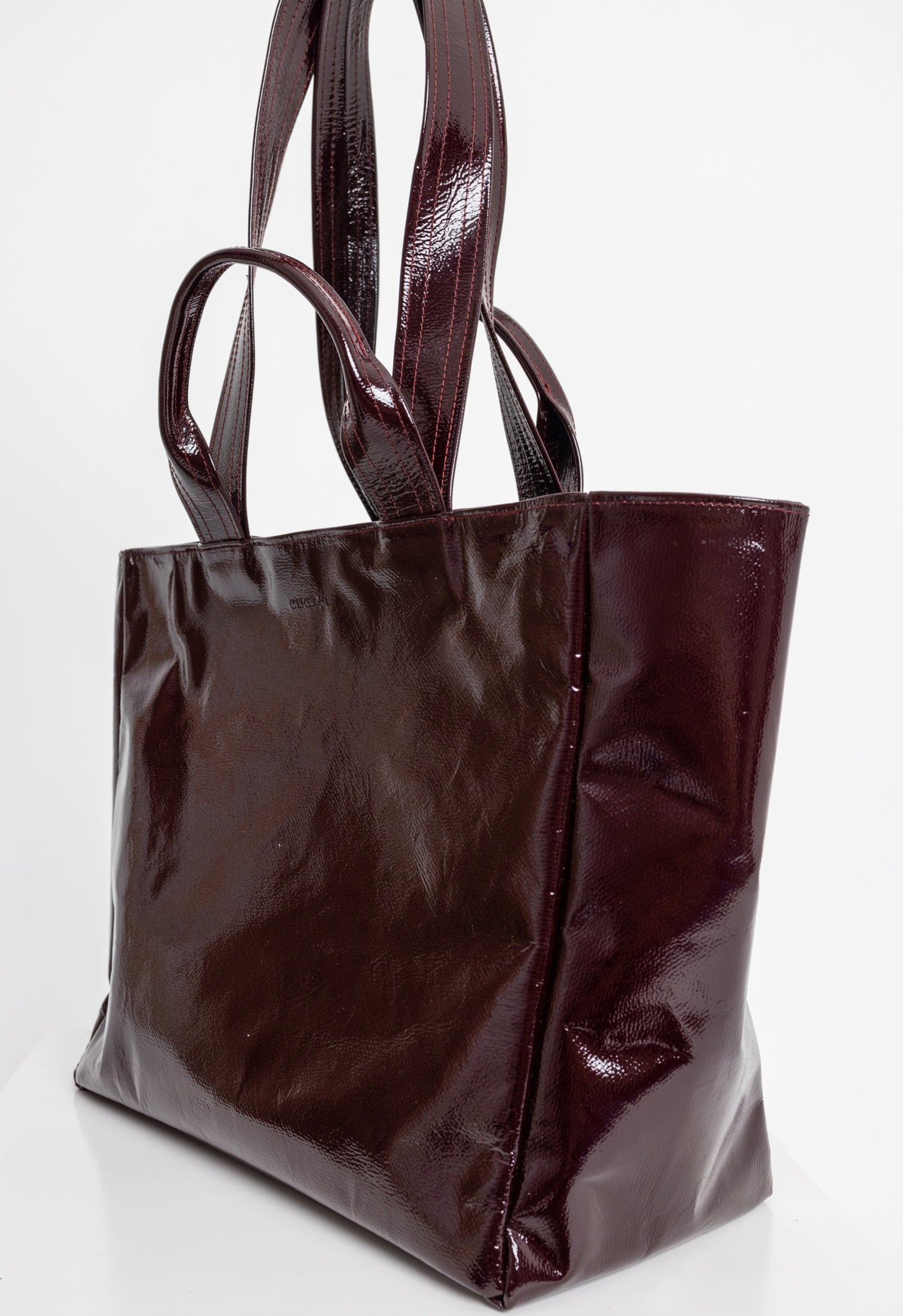 XL TOTEBAG (glossy bordeaux genuine leather)