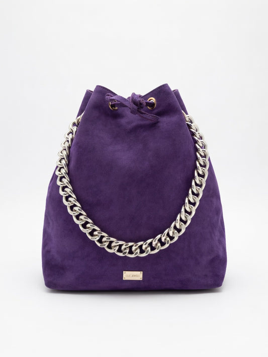 ZOE BACKPACK/BUCKETBAG (purple suede genuine leather)