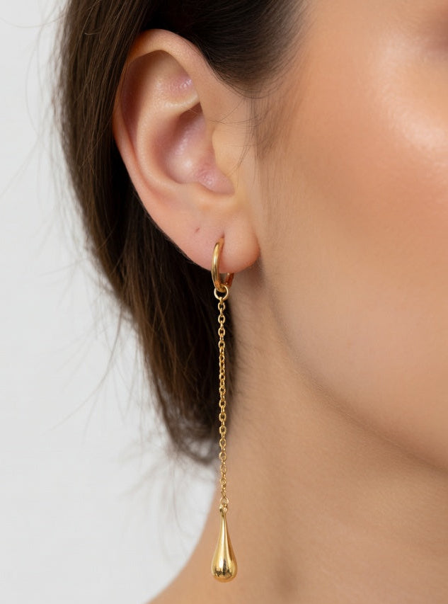 LONG CHAIN WITH GOLD DROP (ζευγάρι)