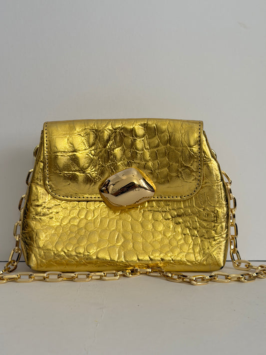 MAYA MINIBAG (gold croco genuine leather)