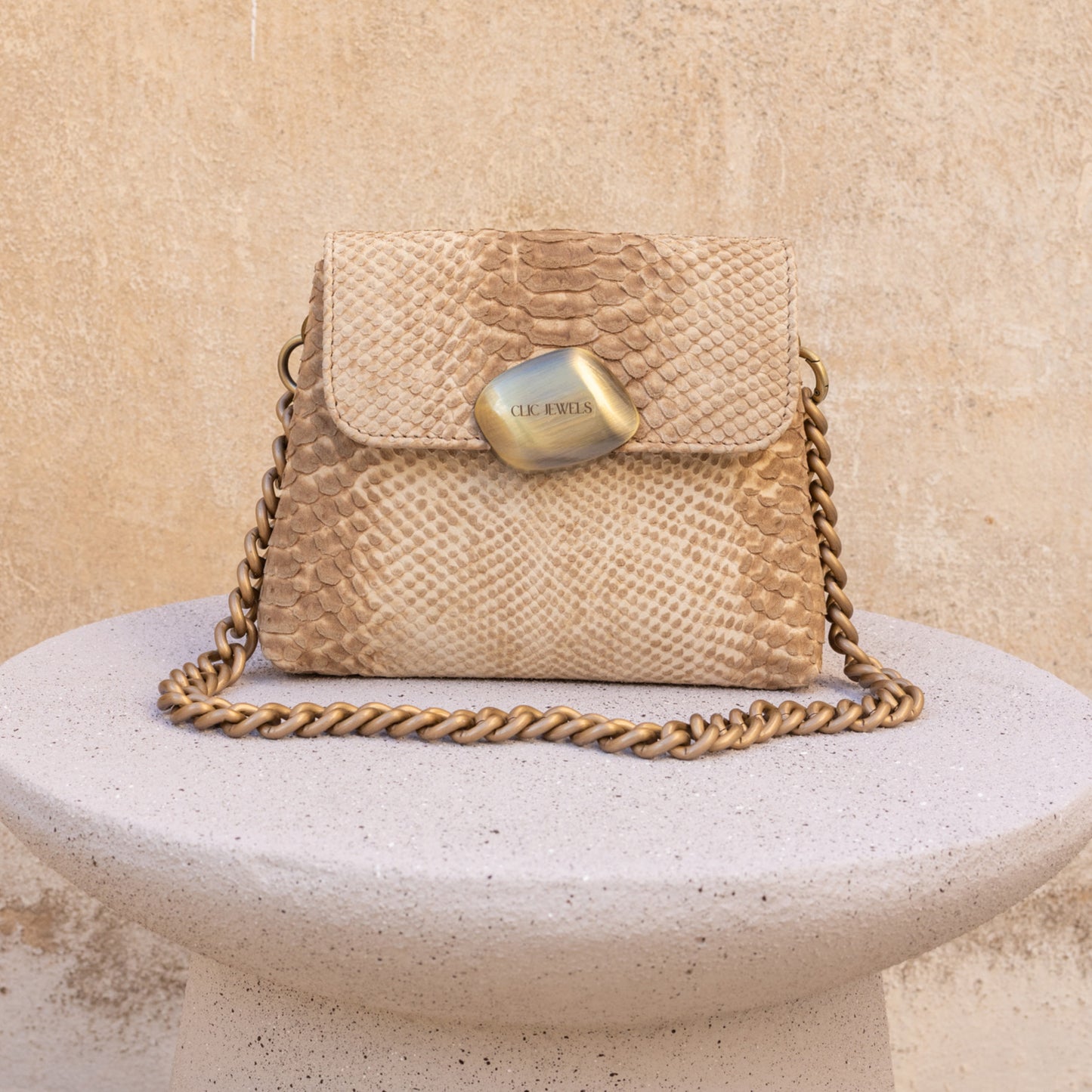 MAYA MINIBAG (beige python print genuine leather-limited)