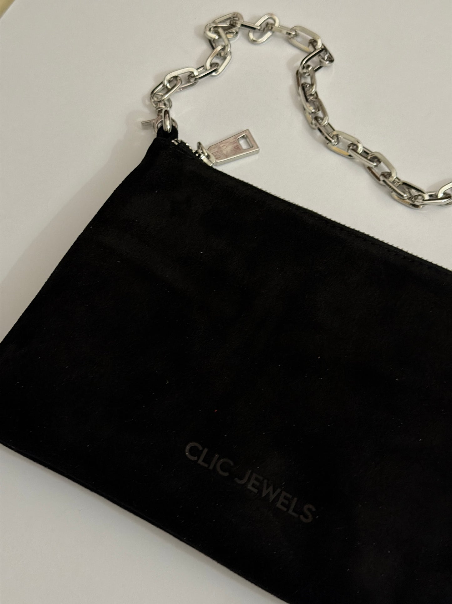 ZIPPER CLUTCH (black suede genuine leather)