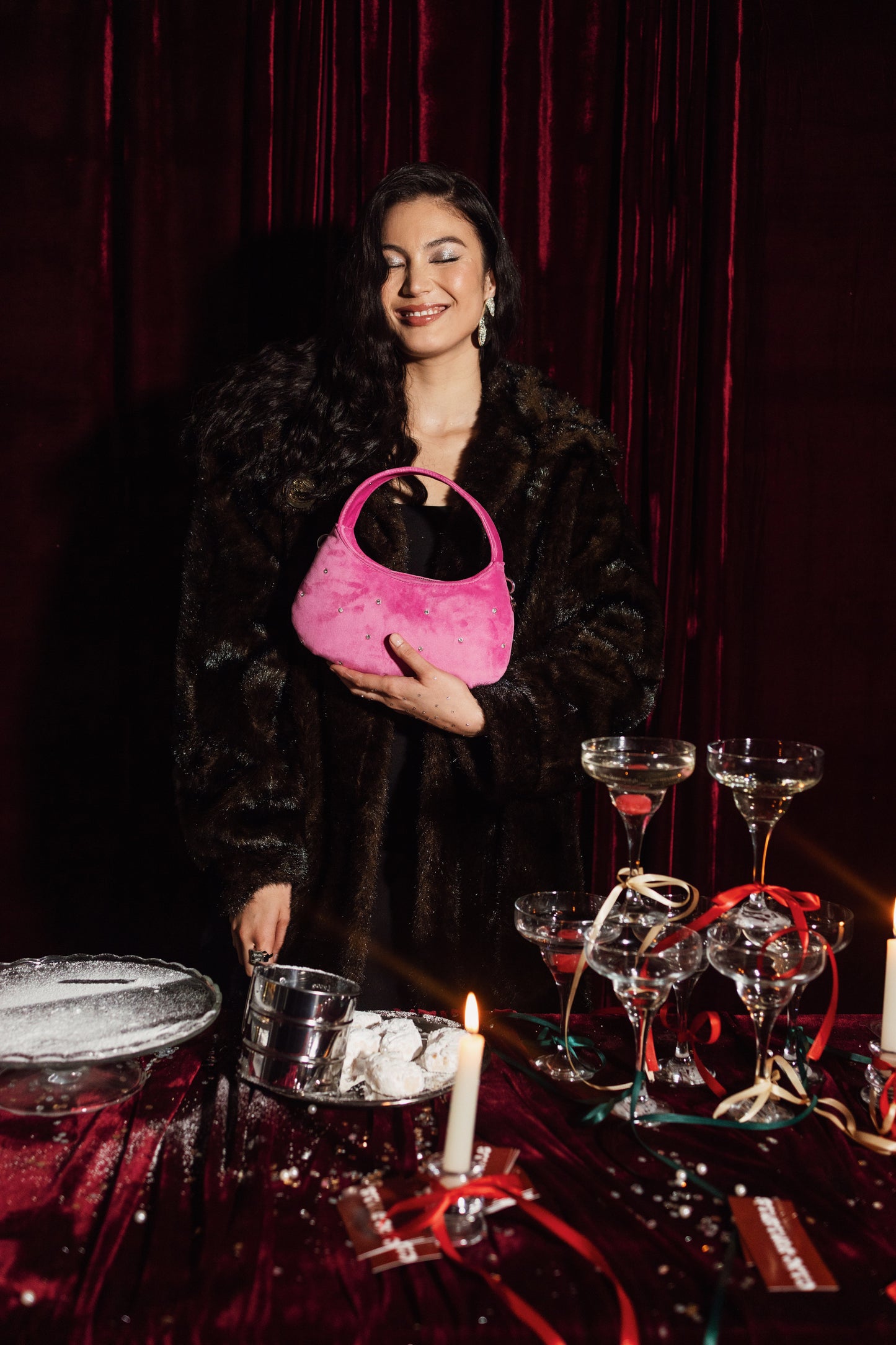 CANDY MINI STRASS (bubblegum pink velvet)