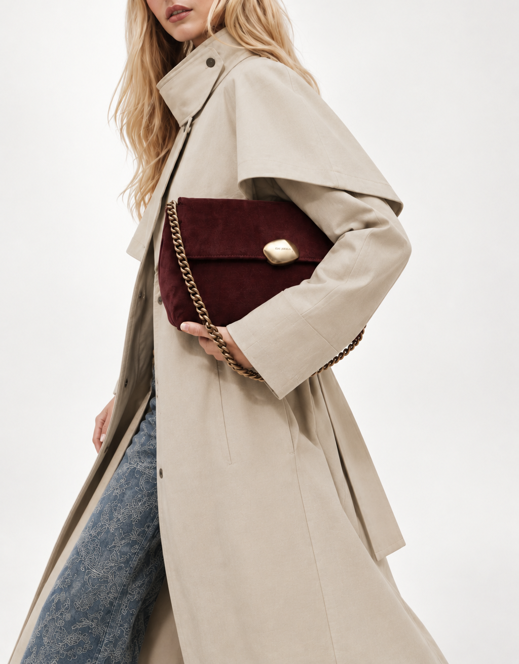 CIARA LARGE (bordeaux suede genuine leather)