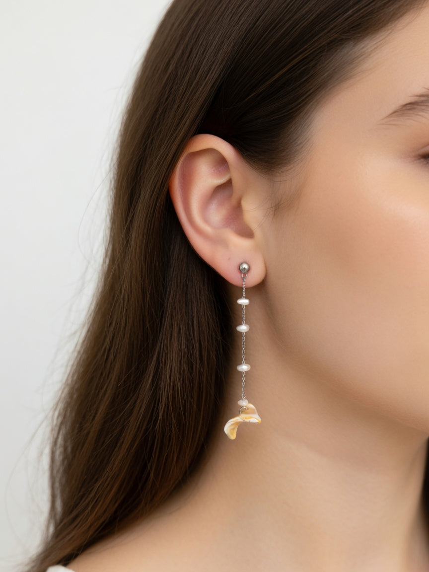 LONG PEARLS CHAIN EARRINGS (ζευγάρι)
