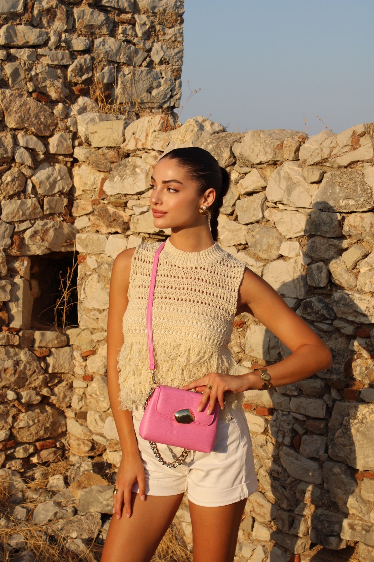 MAYA MINIBAG (hot pink genuine leather dolaro)