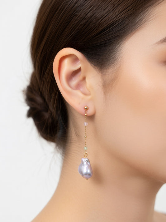 LILAC PEARL EARRINGS (ζευγάρι)