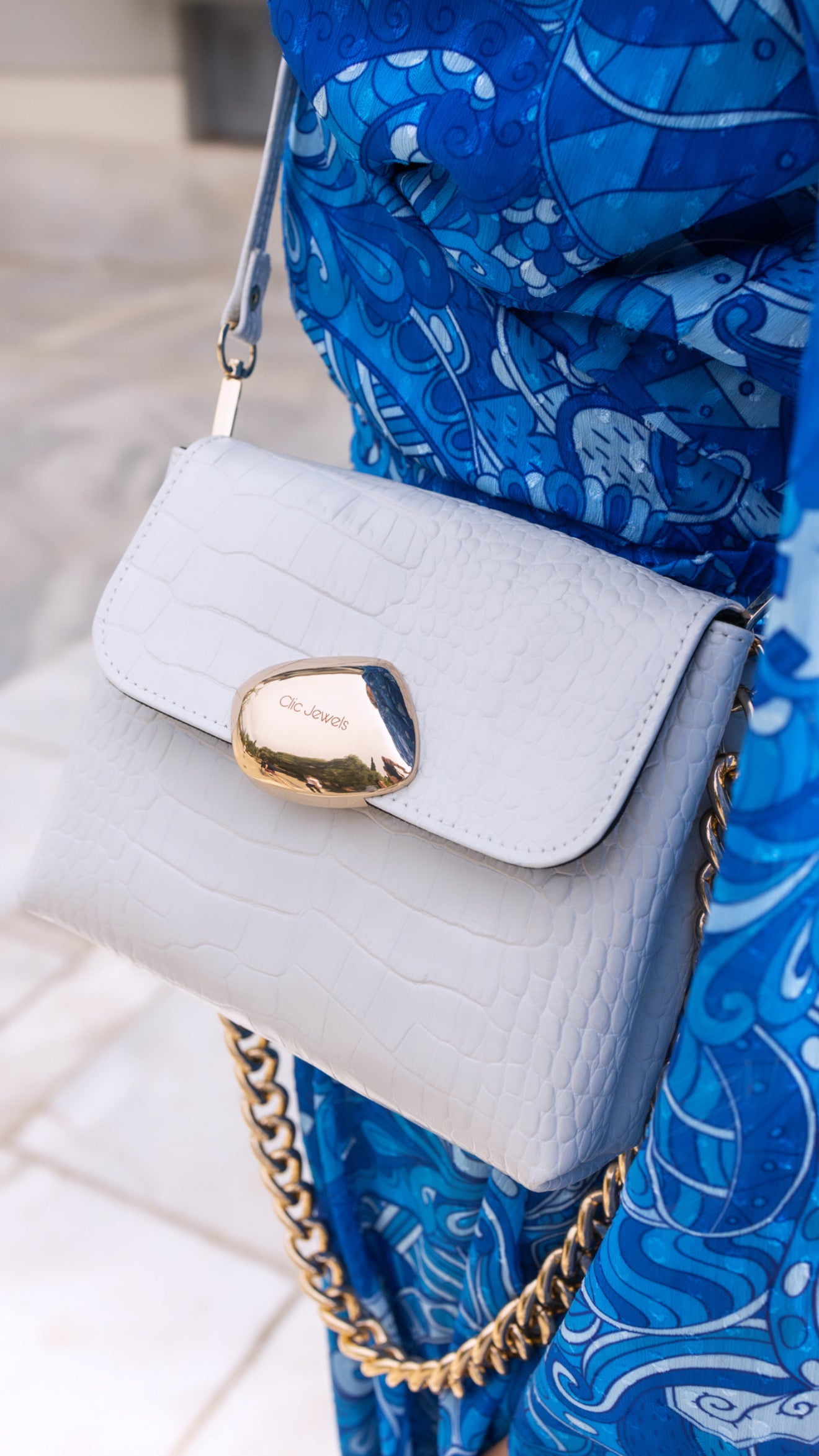 MAYA MINIBAG (white croco genuine leather)