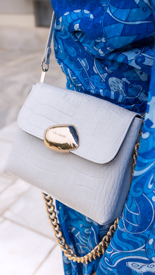 MAYA MINIBAG (white croco genuine leather)
