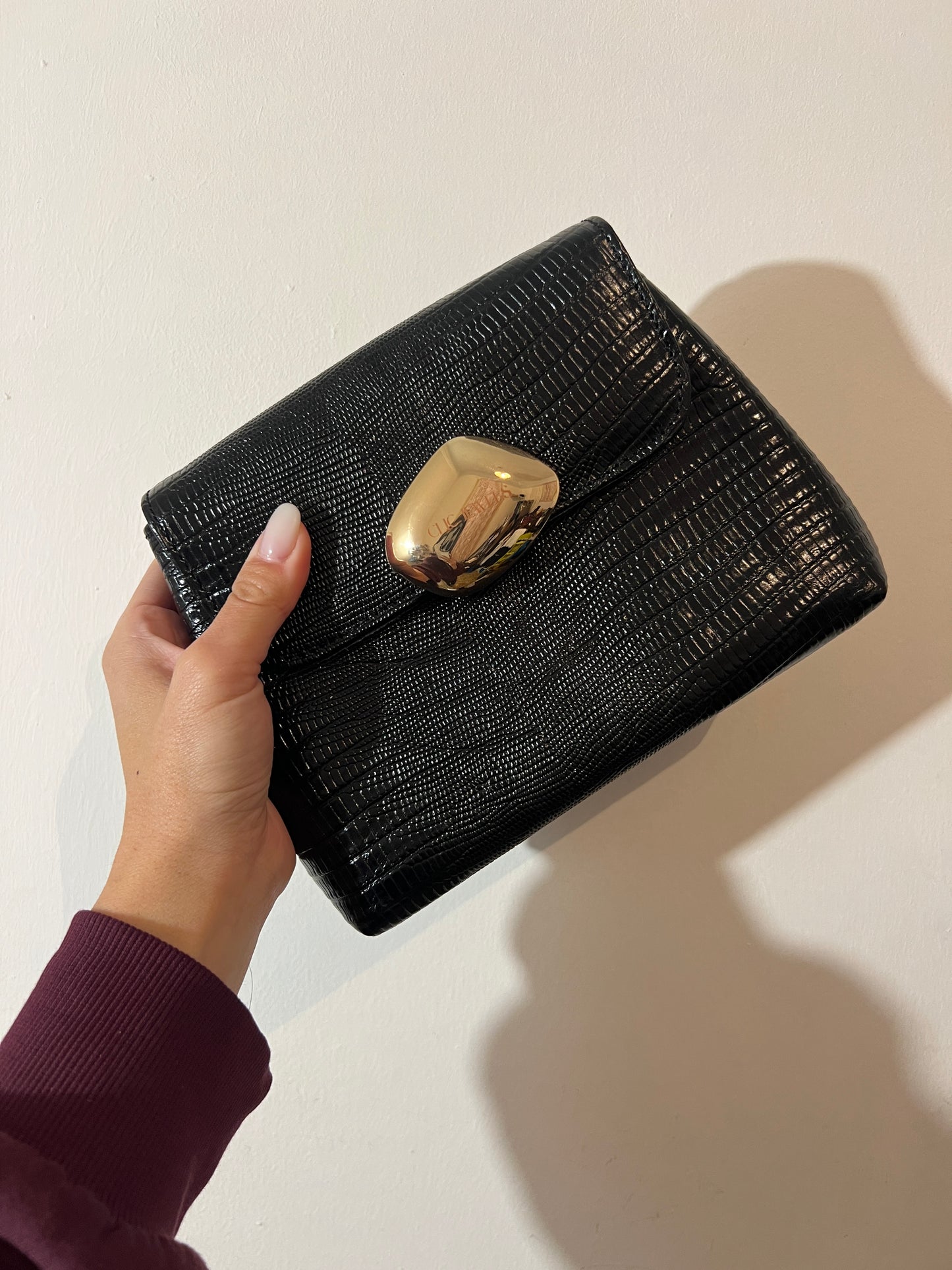 MAYA MINI (black lizzard croco genuine leather)