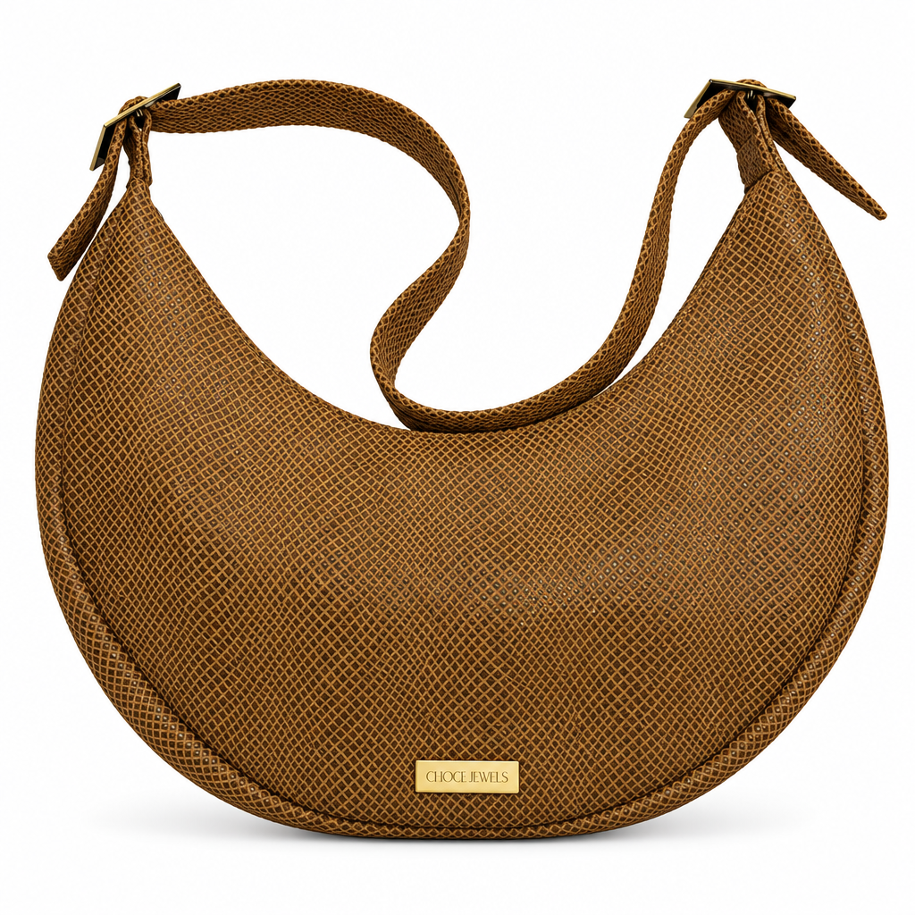 BIG HALFMOON (camel suede snake film genuine leather)