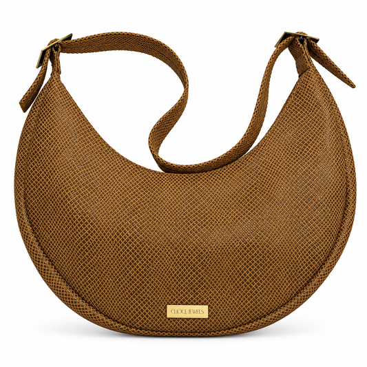BIG HALFMOON (camel suede snake film genuine leather)