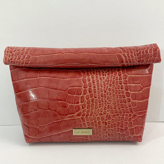 ALEX LUNCHBAG (salmon pink croco genuine leather)