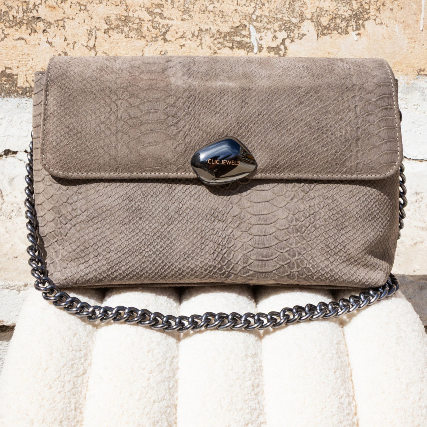 CIARA LARGE (elephant grey embossed genuine leather)