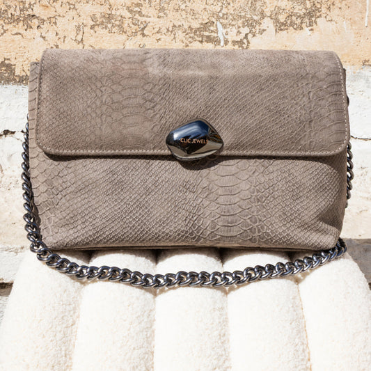 CIARA LARGE (elephant grey Python print genuine leather)
