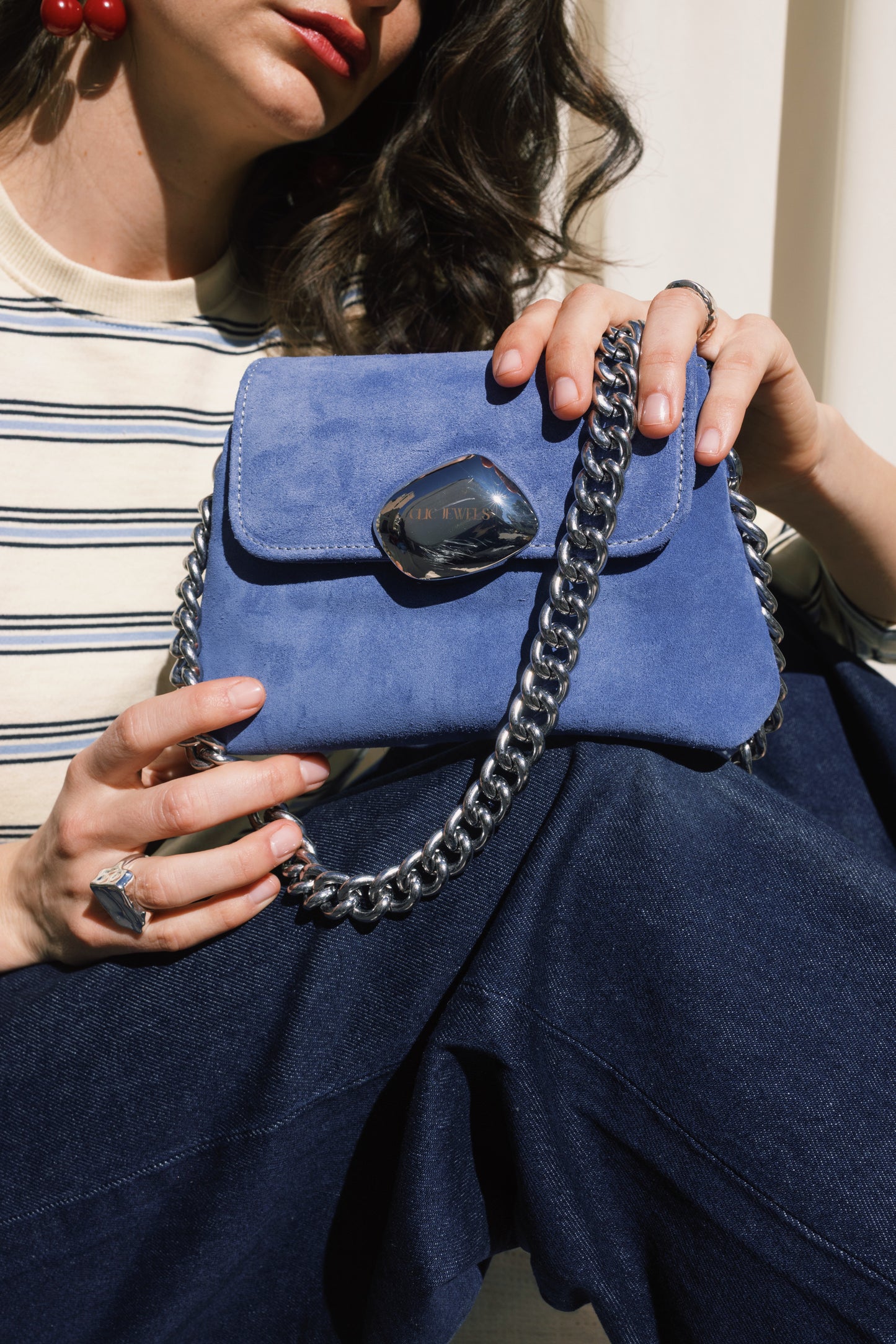 MAYA MINIBAG (violet blue suede genuine leather)