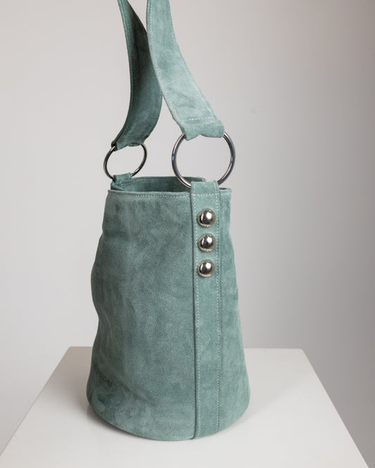 SANDRA BUCKETBAG (mint suede genuine leather)