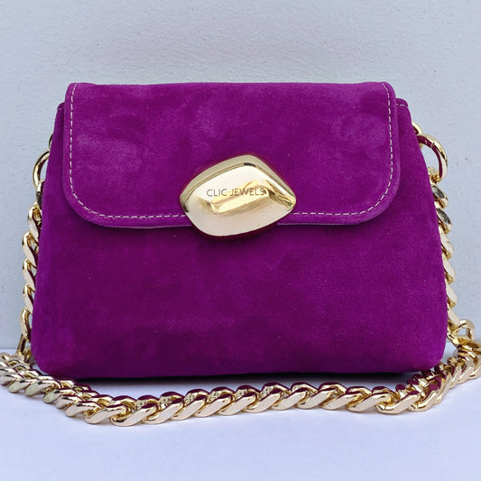 MAYA MINIBAG (magenta suede genuine leather)