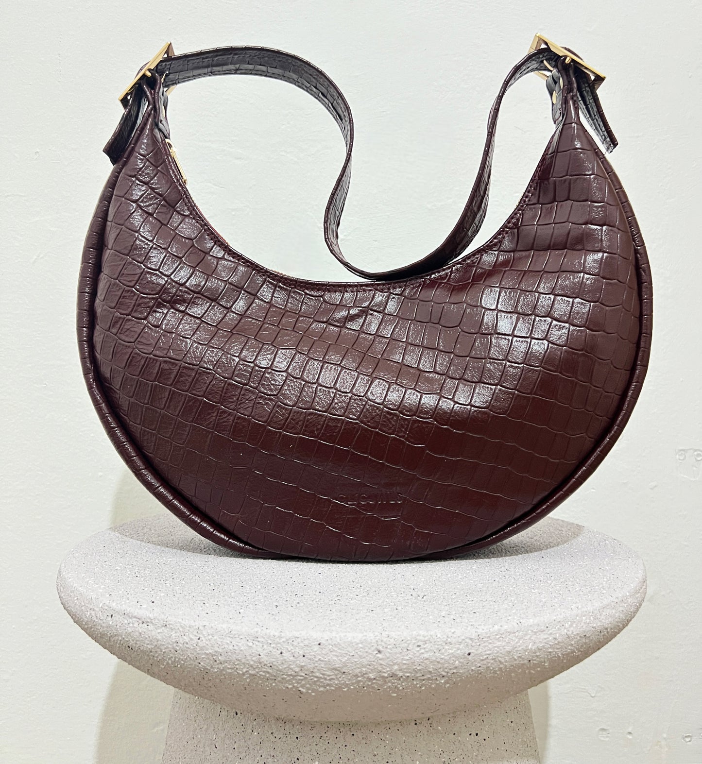BIG HALFMOON (brown/bordeaux croco genuine leather)