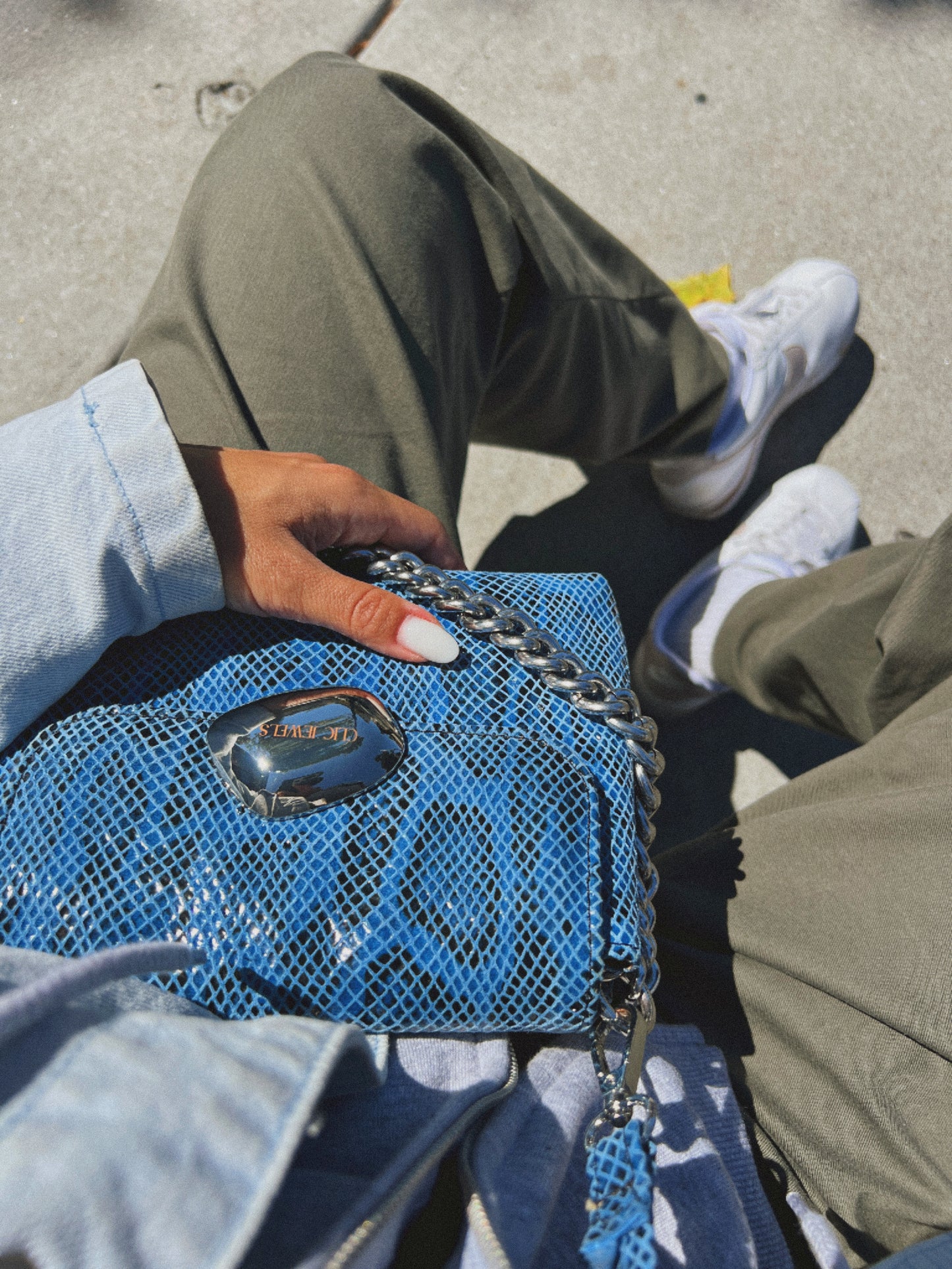 MAYA MINIBAG (royal blue snakeprint goatskin finest suede leather)-Limited