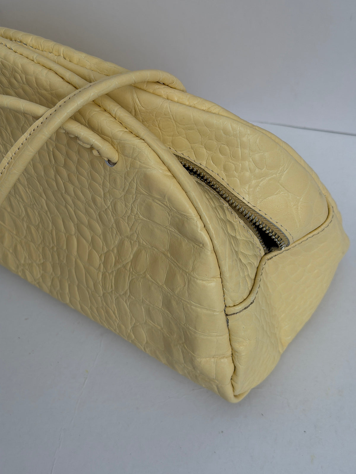 BELLA BOWLING BAG (lemon yellow croco genuine leather) / sample sale