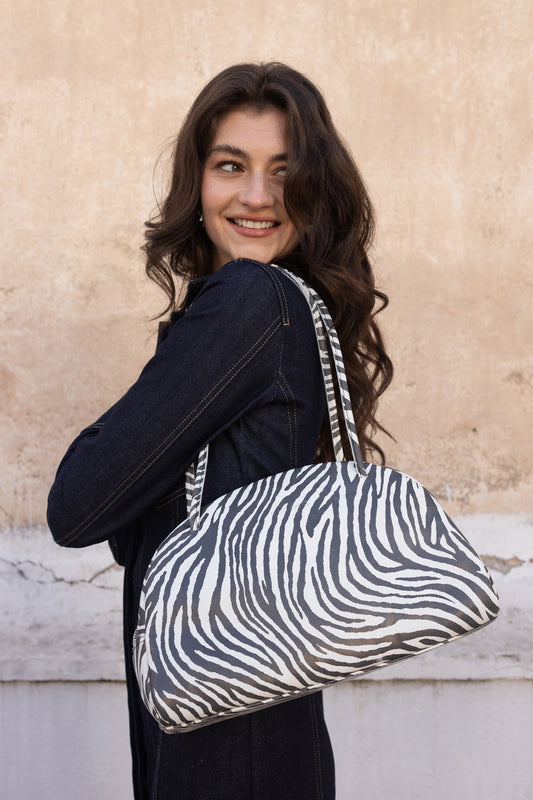 BELLA BOWLING BAG (zebra print genuine leather-limited)