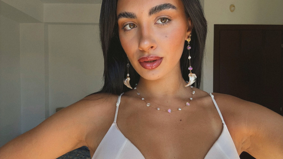 LONG PEARLS CHAIN EARRINGS (ζευγάρι)