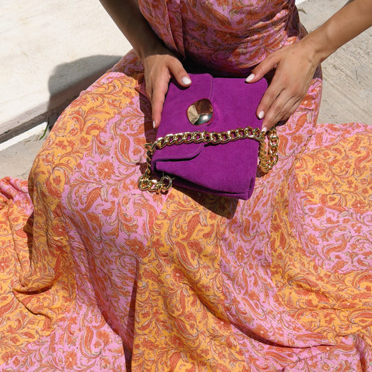 MAYA MINIBAG (magenta suede genuine leather)