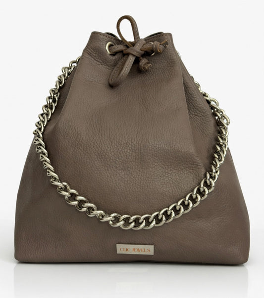 ZOE BACKPACK/BUCKETBAG (grey dolaro genuine leather)