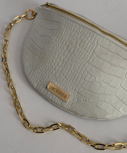 SMALL BELTBAG (white croco genuine leather)